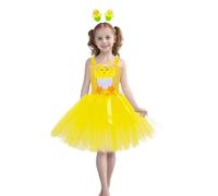 Girls Easter Chick Costume, Yellow Tutu Dress with 3D Chicken Bodice & Bow, Cute Baby Bird Outfit for Easter Party, Fancy Dress & Themed Events