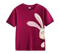 Girls Easter Shirts Cute Bunny Tshirts Kids Happy Easter Tees Cotton Short Sleeve Tops Toddler Girl Easter Outfit Athletic Clothes (Red, 8-9 Years)