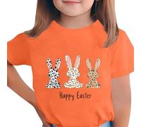 Girls Easter Tshirts Cute Bunny Print Graphic tees Short Sleeve Round Neck Tops Soft Breathable Kids t Years Orange 5 Years