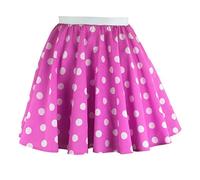 Girls Elastic Waist Band Polka Dot Skirt Kids Rock & Roll Stag Party Fancy Skirt Pink/White 5-10 Years