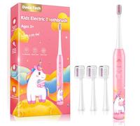 Girls Electric Toothbrush Kids Electric Toothbrush 3-5-6-12 Rechargeable with Timer 3 Modes Habit-Forming Stickers 31000VPM Power Kids Sonic Toothbrush (Unicorn Pink)