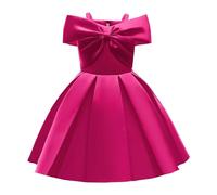 Girls Elegant Off Shoulder A Line Casual Party Dresses Floral Print Summer Gown (8-10 Years) Hot Pink