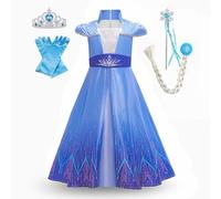 Girls Elsa Dress Up Costume Princess Fancy Dress Set & Accessories for Themed Party, Birthday and Halloween Cosplay, Age 2-3 Years
