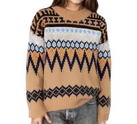 Girls Fair Isle Knit Sweater for Toddlers and Kids Soft Warm Long Sleeve Pullover Top Comfortable Casual Winter Fall Clothing 6 Months-8 Years(Khaki, 3-4 Years)