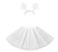 Girls Fairy Costume Princess Dress with Butterfly Wing Tutu Skirt Magic Wand Headband, Sweet Angel Costume for Daily Life Birthday Party Stage Performance Cosplay Gift for Girls 3-10 Years (White)