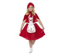 Smiffys Little Red Wolf Costume Dress & Hooded Cape, Girls Fancy Dress, Storybook Character Dress Up Costumes