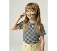 Girl's fancy bow t-shirt striped blue