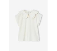 Girls' fancy embroidered collar T-shirt ecru