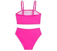 Girls Fashion Bikini Set Two Piece Swimwear Cutout Design Kids Bathing Suit Solid Color Summer Beach Outfit Leopard Print Swimsuit Rashguard for Teens Short Sets