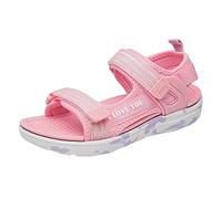 Girls Fashion Solid Color Open Toe Adjustable Strap Sandals Breathable Comfortable Non Slip Rubber Sole Cute Arch Support Casual for Toddler Kids Summer Beach Retro Holiday Sandals Pink