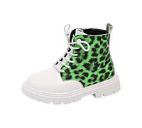 Girls Fashion Trainers Flat Thick Sole Non Slip Easy On PU Upper Comfortable Boots, White, 31.5 EU