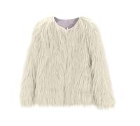 Girls Faux Fur Coat Open Front Fluffy Coats Long Sleeve Shaggy Jacket Winter Warm Outerwear for Kids (White, 7-8 Years)