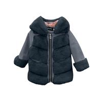 Girls Faux Fur Coat Zipper Artificial Fleece Jacket Shaggy Long Winter Coat Kids Thicken Plush Fuzzy Baggy Overcoats Parka Peacoat Outwear School Cold Weather Black 9 Years