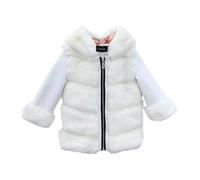Girls Faux Fur Coat Zipper Artificial Fleece Jacket Shaggy Long Winter Coat Kids Thicken Plush Fuzzy Baggy Overcoats Parka Peacoat Outwear School Cold Weather White 11 Years