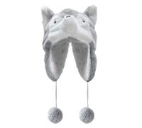 Girls Faux Fur Cute Animal Winter Warm Hats with Earflaps Cute Ears Decor Women Thick Fuzzy Warmer Cap Unisex Dress Up Party Accessory for Windproof Head Warmer (UK, Alpha, One Size, Light Gray)