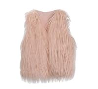 Girls Faux-Fur Jacket Coat Winter Thick Warm Fashion Cool Vest Clothes 3-10 Years Kids Baby Girl's Stylish Solid Furry Villus Sleeveless Waistcoat Outwear Clothing Party Dress Coat Pink