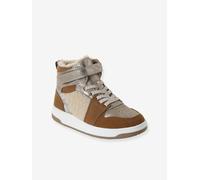 Girls' faux fur lined synthetic trainers camel