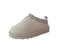 Girls Faux Suede Embroidered Aztec details Faux Fur Lined Hard Sole Kids Winter slippers mules shoes (Mushroom, UK Footwear Size System, Little Kid, Women, Numeric, Medium, 10)