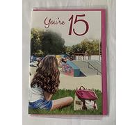 Girls Female Age 15 15th Fifteen Fifteenth You're 15 Birthday Card Girl/Skate Park Foil Detail(PH47350)