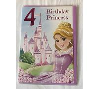 Girls Female Age 4 4th Four Fourth 4 Birthday Princess Birthday Card Princess/Castle Foil Detail(PH43638)