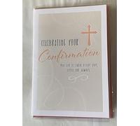 Girls/Female/Ladies Celebrating Your Confirmation Card Open Confirmed Black/Pink Words/Pink Cross Foil Detail(KI43164)