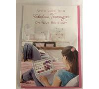 Girls Female With Love To A Fabulous Teenager On Your Birthday Card Girl/Laptop/Bedroom Foil Detail(PH45863)