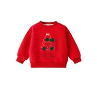 Girls Festive Print Crewneck Long Sleeve Pullover Cozy Fleece Casual Wear Top for Holiday Outfit and Everyday Use My First Christmas Tree Baby Elf Jumpers Funny Jumper Family
