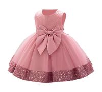 Girls Festive Sequin Lace Trim Pageant Party Dress, pink, 12-18 Months
