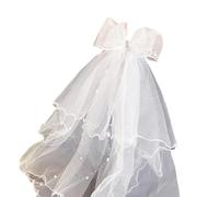 Girls First Communion Veil Set With Adjustable Hair Clip And Bow Design White Lace Headpiece For Easter Dress Accessories White Tulle First Holy Communion Veil
