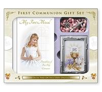 Girl's First Holy Communion Missal Book, Rosary Beads & Photo Frame Gift Set