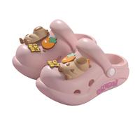 Girls First Walking Sandals for Everyday Wear Outdoor Play Beach Comfortable Soft Casual Shoes with Adjustable Straps and Cute Capybara Design for Kids EVA 34, pink, 34 EU 3X-Schmal