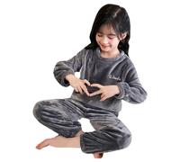 Girls Flannel Clothes Set Winter Warm Fuzzy Sweatshirt and Pants Soft Fleece Homewear Outfit for Toddlers and Kids (1-Grey, 11-12 Years)