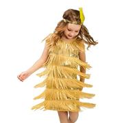Girls Flapper Dress Sequins Fringe Latin Dance Dress Tassel Tango Dress Ballroom Costume with Feather Headband Mommy and Baby Dresses Yellow