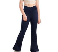 Girls Flare Leggings High Waisted Bell Bottoms Gym Active Bootcut Yoga Pants for Kids Teen Casual Sport Trousers (Navy, 11-12 Years)