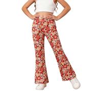 Girl's Flare Leggings High Waisted Bootcut Yoga Pants for Kids Stretchy School Uniform Pants Bell Bottom for Girls 1-14 Years