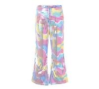 Girls Flare Sequin Trousers Carnival Boys Girls Sparkly Flared Pants Jazz Hip Hop Dance Performance Costume Glitter 70s Rave Neon Party Trousers Stylish Disco Party Bellbottom, 1-16 Years