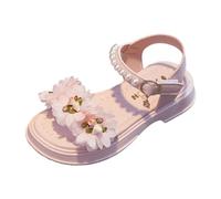 Girls Flat Sandals Queen Dress Up Shoes Toddler Flower Summer Sandals Non-Slip Bathroom Slippers Black Jazz Kids Size 13 Bridesmaid Evening Occasion Summer Autumn (Pink,3.5)