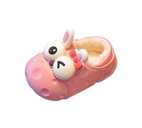 Girls Fleece Bunny Slippers Kids Non Slip Plush House Slippers Winter Warm Cute Animals Fuzzy Home Sliders Indoor Outdoor Slip On Comfort Furry Shoes (Pink-B, 1.5 Big Kids)