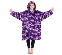Girls' Fleece Hoodie Blanket - Purple Camo One Size
