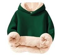 Girls Fleece Hoodie Warm School Pullover Sweatshirts Solid Color Cozy Pullover Top Hooded Sweatshirt Long Sleeve Lightweight Hoody Fall Winter Clothes For Teen Girls 3-16 Years (Dark Green, 5-6 Years)