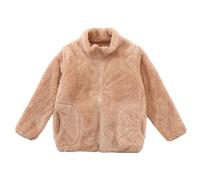 Girls' Fleece Jacket Full-Zip Button Down Faux Fur Teddy Coat for Girls Winter Vintage Parka Shaggy Party Outerwear Jackets Tops with Pocket Girls Open Front Cardigan
