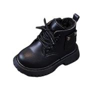 Girls' Fleece Lined Ankle Boots Faux Leather Combat Booties, Toddler Kids Waterproof Anti-Slip School Shoes Lightweight Side Zipper Walking Holiday Party Dress Footwear