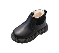 Girls Fleece Lined Boots - Kids Ankle High PU Combat Shoes, Plush Winter Warm, Snow Boot, Non-Slip Soft Leather Booties, Side Zipper, Easy Slip On, Windproof, Waterproof, School Walking Uk 1-8 Years