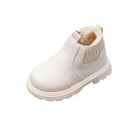 Girls Fleece Lined Boots - Kids Ankle High PU Combat Shoes, Plush Winter Warm, Snow Boot, Non-Slip Soft Leather Booties, Side Zipper, Easy Slip On, Windproof, Waterproof, School Walking Uk 1-8 Years