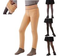 Girls Fleece Lined Seamless Tights Winter Warm Fluffy Lining Footed Leggings Kids Elastic High Waist Thick Thermal Pantyhose School Socks Schoolwear Opaque Cream Stockings (Black, 9-12 Years)
