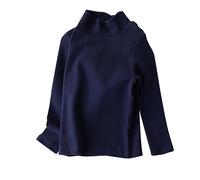 Girls Fleece Tops Kids Fleece Shirts Spring Fall Winter Mock Neck Undershirt Solid Long Sleeve Round Neck Top Party Birthday School Shirts Girls Clearance 3-4 Years #2_Navy