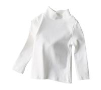 Girls Fleece Tops Kids Fleece Shirts Spring Fall Winter Mock Neck Undershirt Solid Long Sleeve Round Neck Top Party Birthday School Shirts Girls Clearance 18-24 Months #2_White