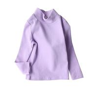 Girls Fleece Tops Kids Fleece Shirts Spring Fall Winter Mock Neck Undershirt Solid Long Sleeve Round Neck Top Party Birthday School Shirts Girls Clearance 6-7 Years #2_Purple