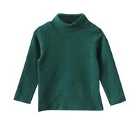 Girls Fleece Tops Kids Fleece Shirts Spring Fall Winter Turtle Neck Solid Long Sleeve Round Neck Top Party Birthday School Shirts Girls 3-4 Years Green