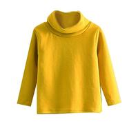 Girls Fleece Tops Kids Fleece Shirts Spring Fall Winter Turtle Neck Solid Long Sleeve Round Neck Top Party Birthday School Shirts Girls 3-4 Years Yellow